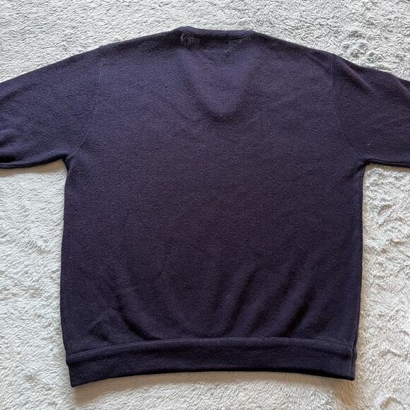 Lacoste Izod Vintage Sweater Rare V-Neck Navy Blue Men's Size Large Knit - Picture 2 of 5